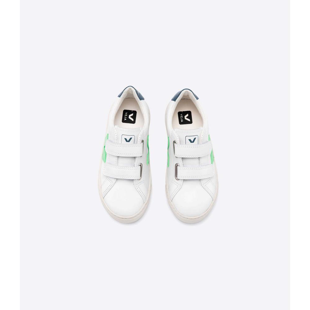 Veja ESPLAR LEATHER Joggesko Barn White/Green | NO 816EBC